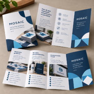 Folders personalizados da Mosaic com uma dobra e duas dobras