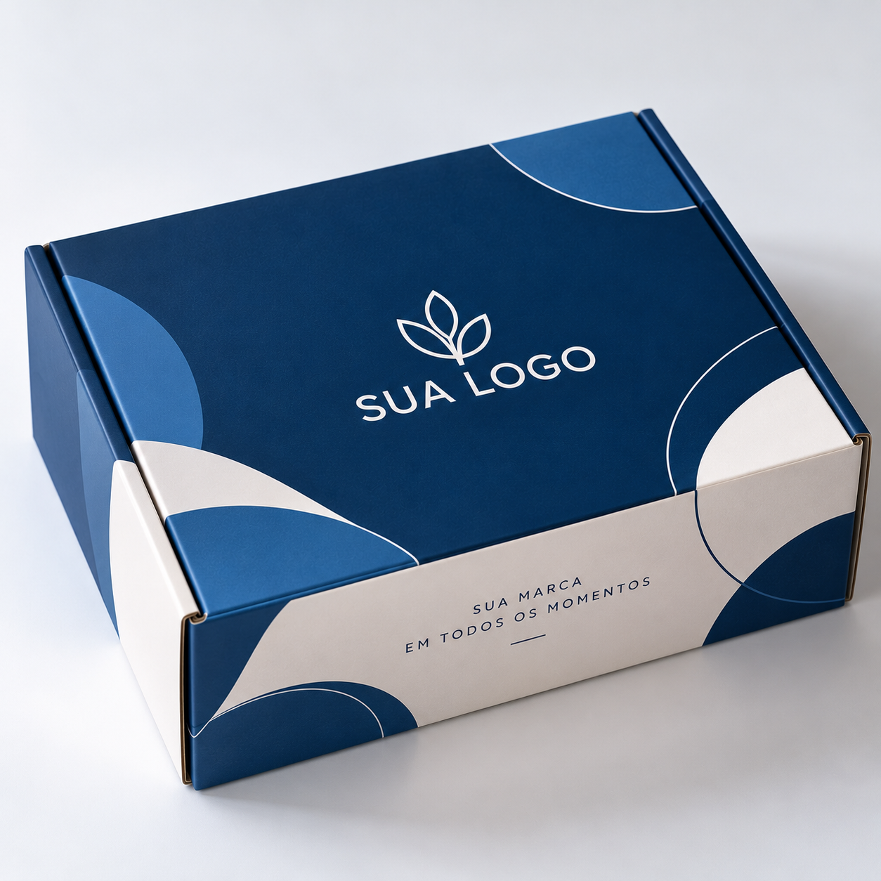 caixa de envio azul com logo vegetal caixa de envio azul com logo vegetal