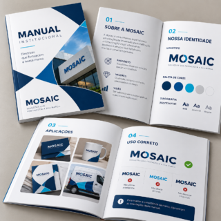 manual institucional mosaic em azul e branco