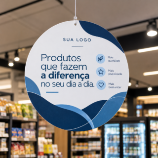 Móbile personalizado suspenso em ponto de venda para divulgação promocional