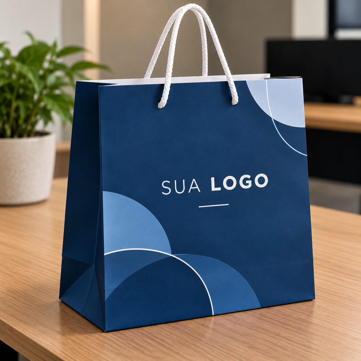 sacola corporativa azul minimalista sacola corporativa