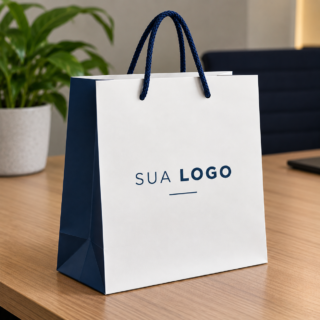 sacola de papel com logo corporativo