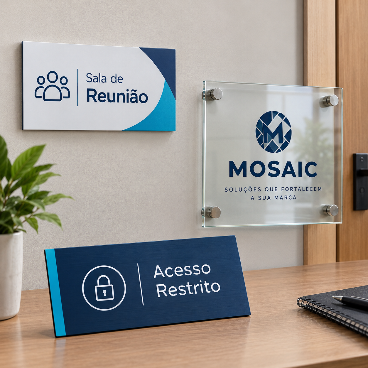 sinalização corporativa moderna em azul e teal sinalização corporativa moderna em azul e teal